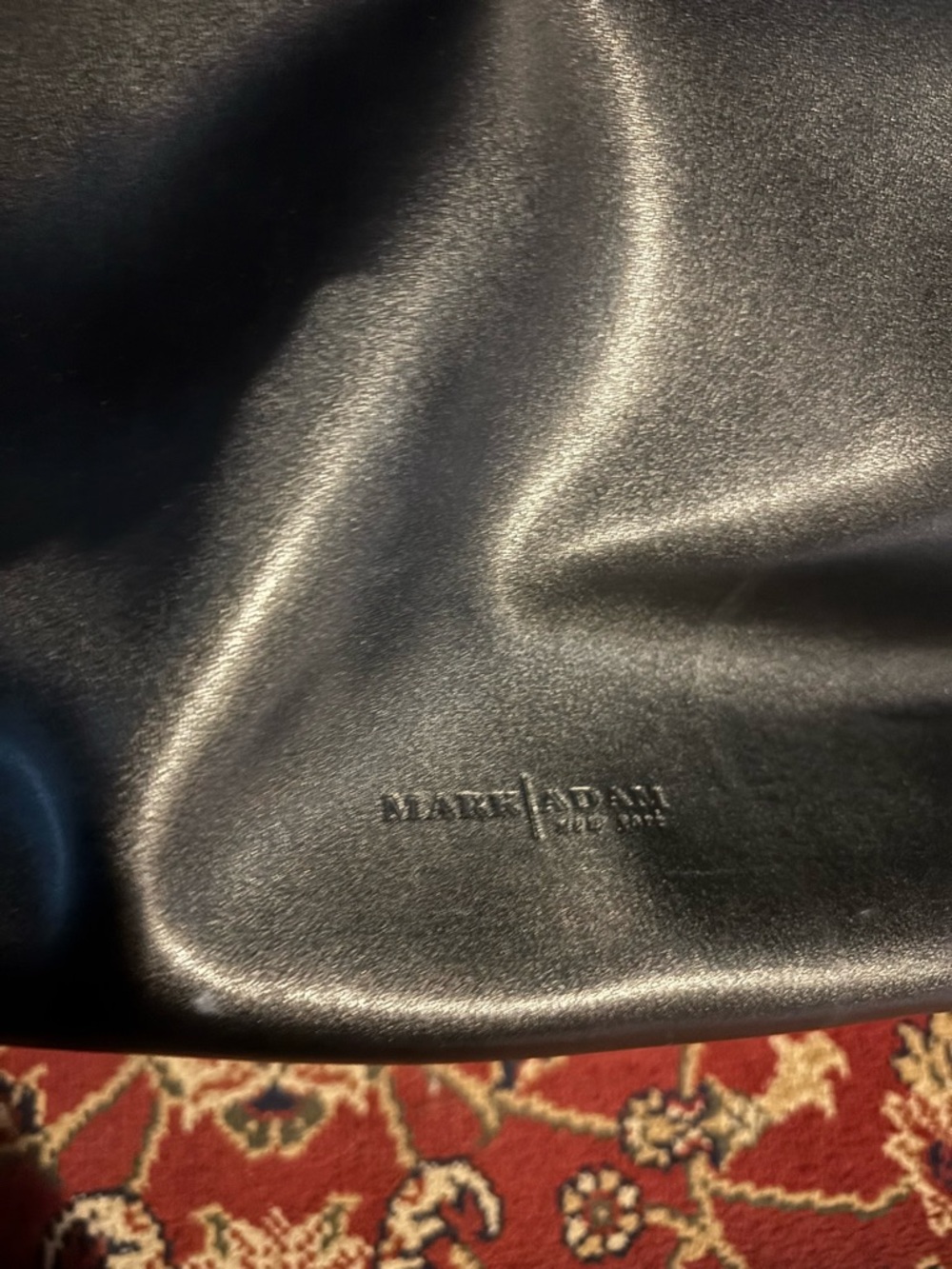 Mark Adam NY Black Leather and Suede Tote Handbag Pocketbook- Embossed Logo